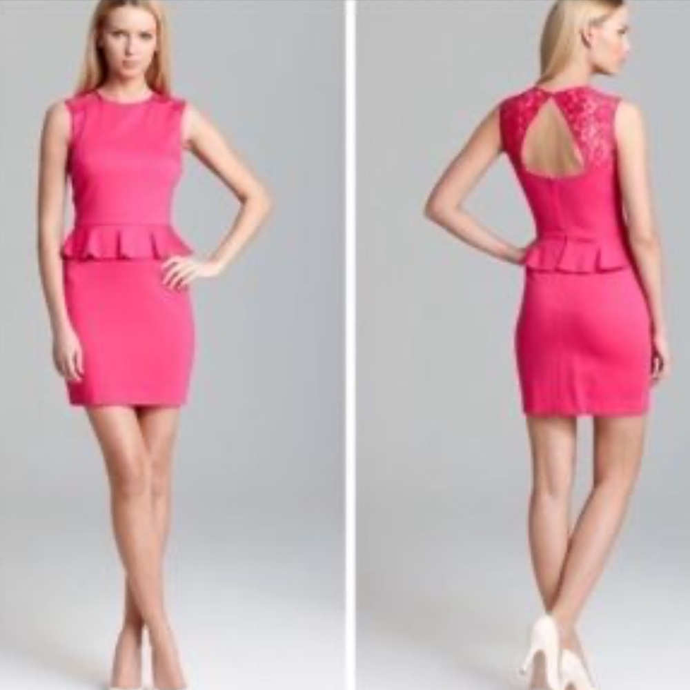 Cynthia Steffe Peplum Dress with Lace size 8